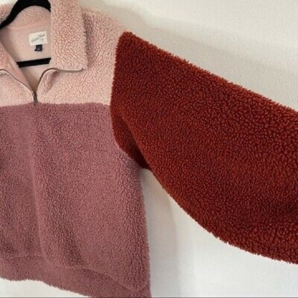 Universal Thread Women’s Colorblock Sherpa Quarter Zip Pullover Sweater Small - Picture 8 of 14